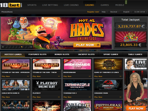 18Bet Casino website screenshot