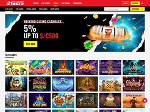 21Bets Casino website screenshot