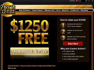 Action Casino website screenshot