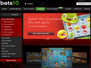 Bets10 Casino website screenshot