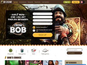 Bob Casino website screenshot