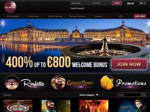 Bordeaux Casino website screenshot