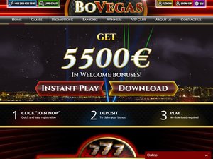 BoVegas Casino website screenshot
