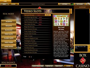 Box24 Casino software screenshot