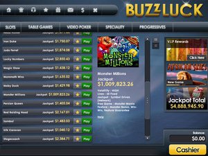 Buzzluck Casino software screenshot