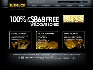 Buzzluck Casino website screenshot