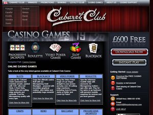 Cabaret Club Casino software screenshot