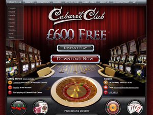 Cabaret Club Casino website screenshot