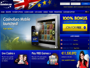 Casino Euro website screenshot