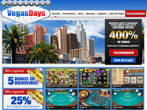 Vegas Days Casino website screenshot