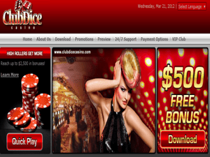 Club Dice Casino website screenshot