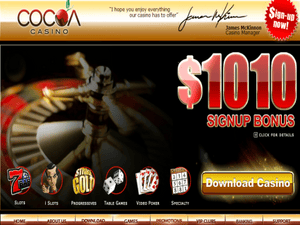 Cocoa Casino website screenshot