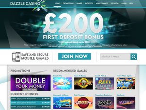 Dazzle Casino website screenshot