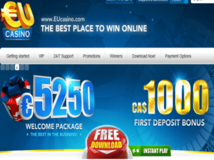 EU Casino website screenshot