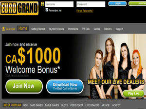 Eurogrand Casino website screenshot