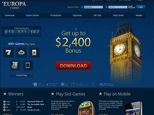 Europa Casino website screenshot