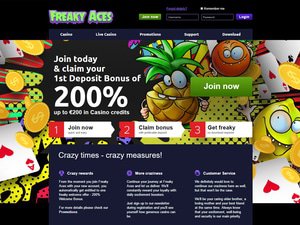 Freaky Aces Casino website screenshot