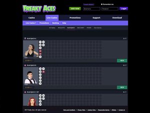 Freaky Aces Casino software screenshot