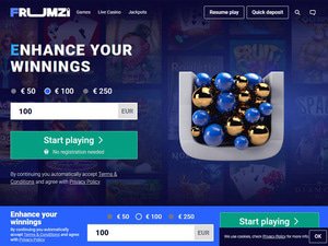 Frumzi Casino website screenshot