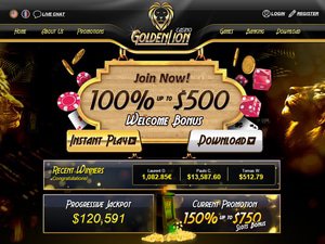 Golden Lion Casino website screenshot