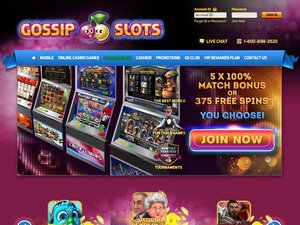 Gossip Slots Casino website screenshot