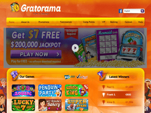 Gratorama Casino website screenshot