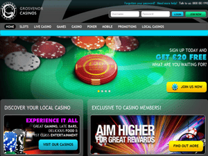 Grosvenor Casino website screenshot