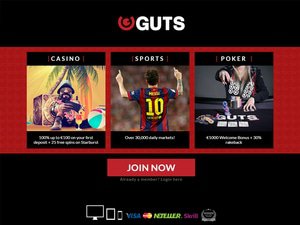 Guts Casino website screenshot