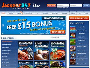 Jackpot247 Casino website screenshot