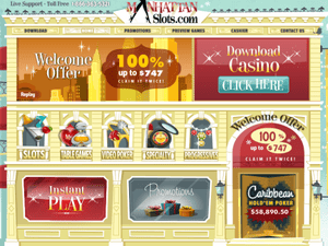 Manhattan Slots Casino website screenshot