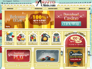 Manhattan Slots Casino website screenshot