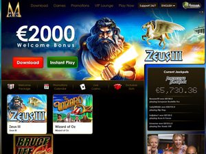 Mega Casino website screenshot