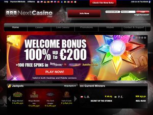 Next Casino website screenshot