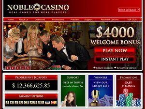Noble Casino website screenshot