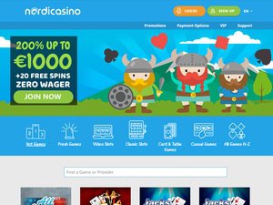 Nordic Casino website screenshot