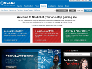 Nordicbet Casino website screenshot