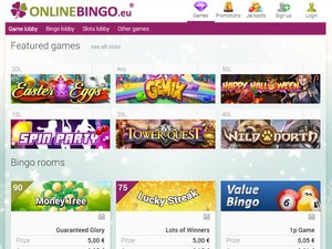 Online Bingo Casino website screenshot