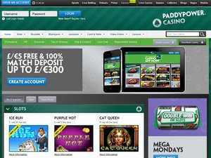 Paddy Power Casino website screenshot