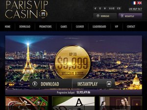 ParisVIP Casino website screenshot