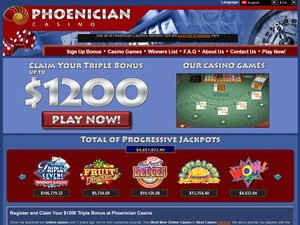 Phoenician Casino website screenshot
