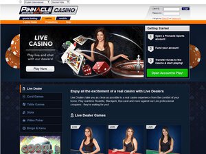 Pinnacle Sports Casino website screenshot