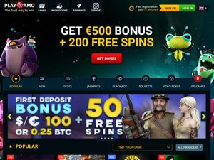 Playamo Casino website screenshot