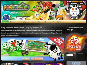 Pocket Win Casino website screenshot