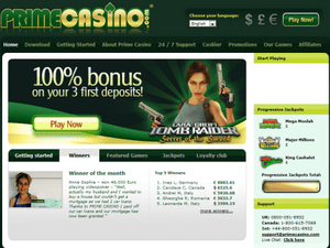 Prime Casino website screenshot