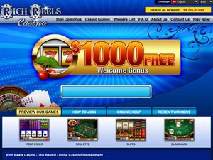 Rich Reels Casino website screenshot