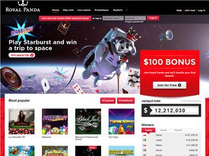 Royal Panda Casino website screenshot