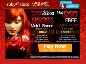 Ruby Slots Casino website screenshot