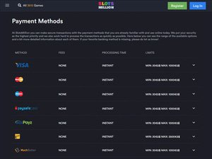 SlotsMillion Casino cashier screenshot