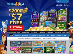 Scratch Mania Casino website screenshot