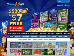 ScratchMania Casino website screenshot